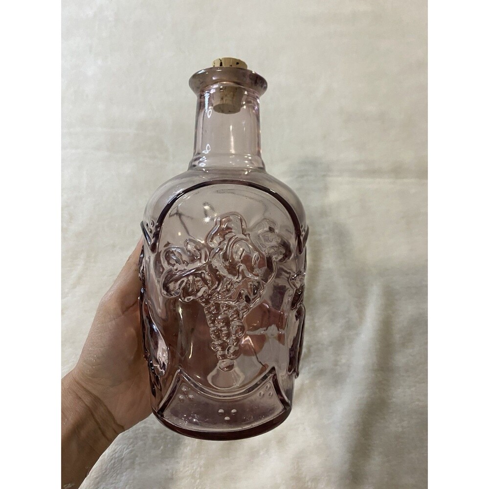 vintage 1980s Libbey of Canada embossed fruit glass decanter Purple Victorian 3D - Picture 9 of 11